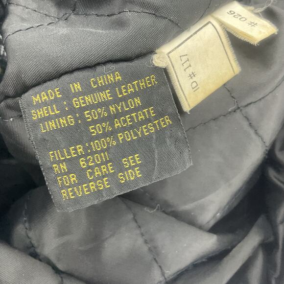 G III Men's Small Black Leather Vintage Zip-Up Drawstring Waist Jacket Preowned - Picture 3 of 6